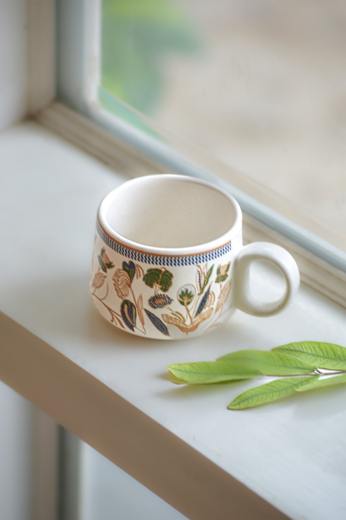 Cream Ceramic Mug with Pattern