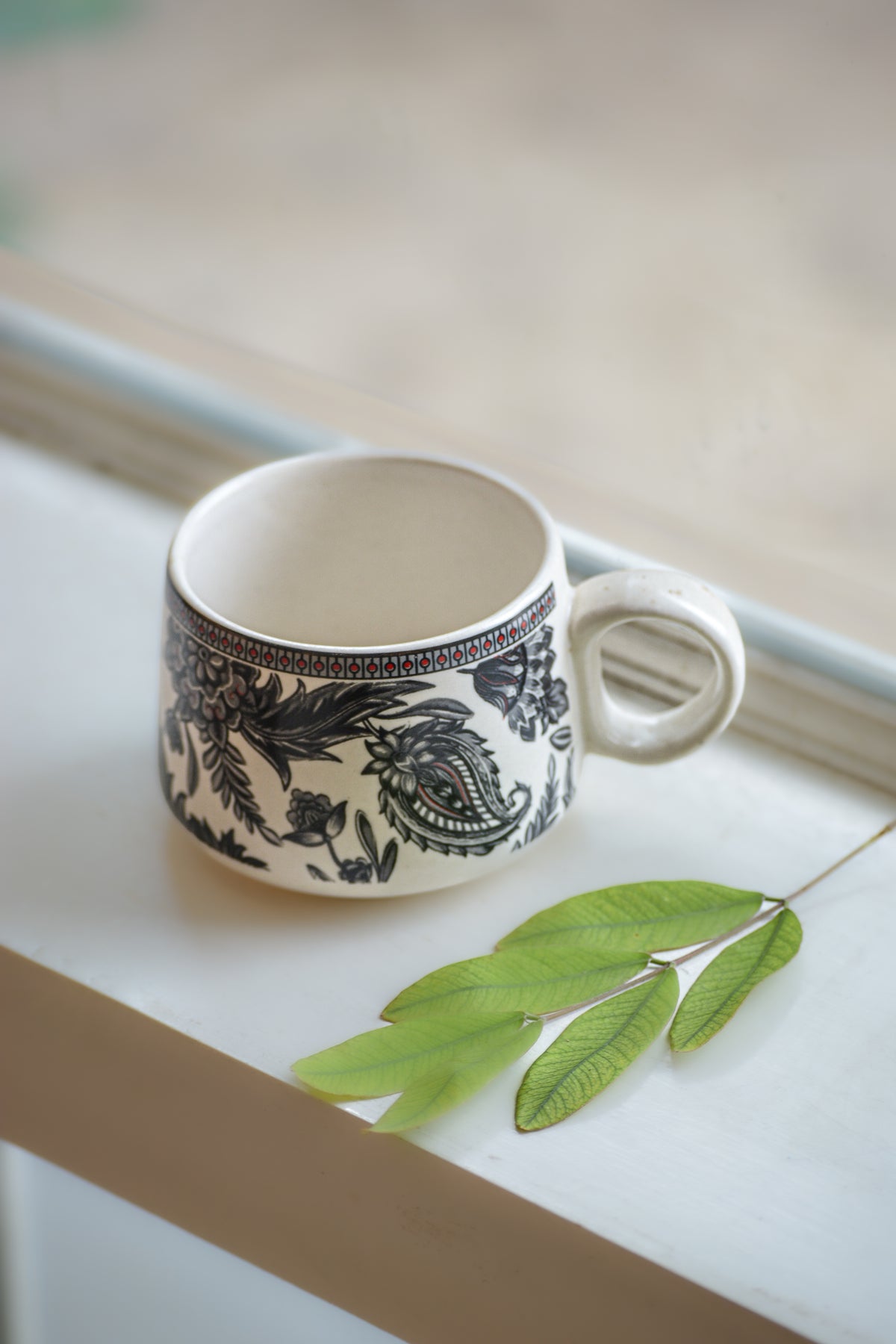 Cream Ceramic Mug with Pattern