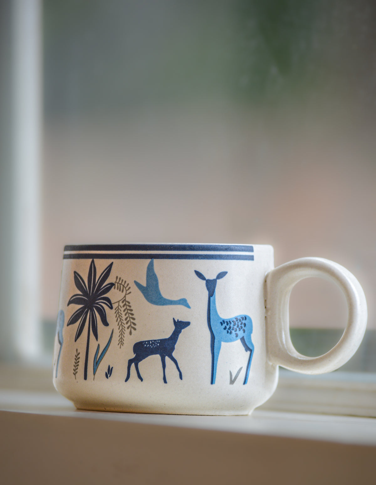 Cream Ceramic Mug with Pattern