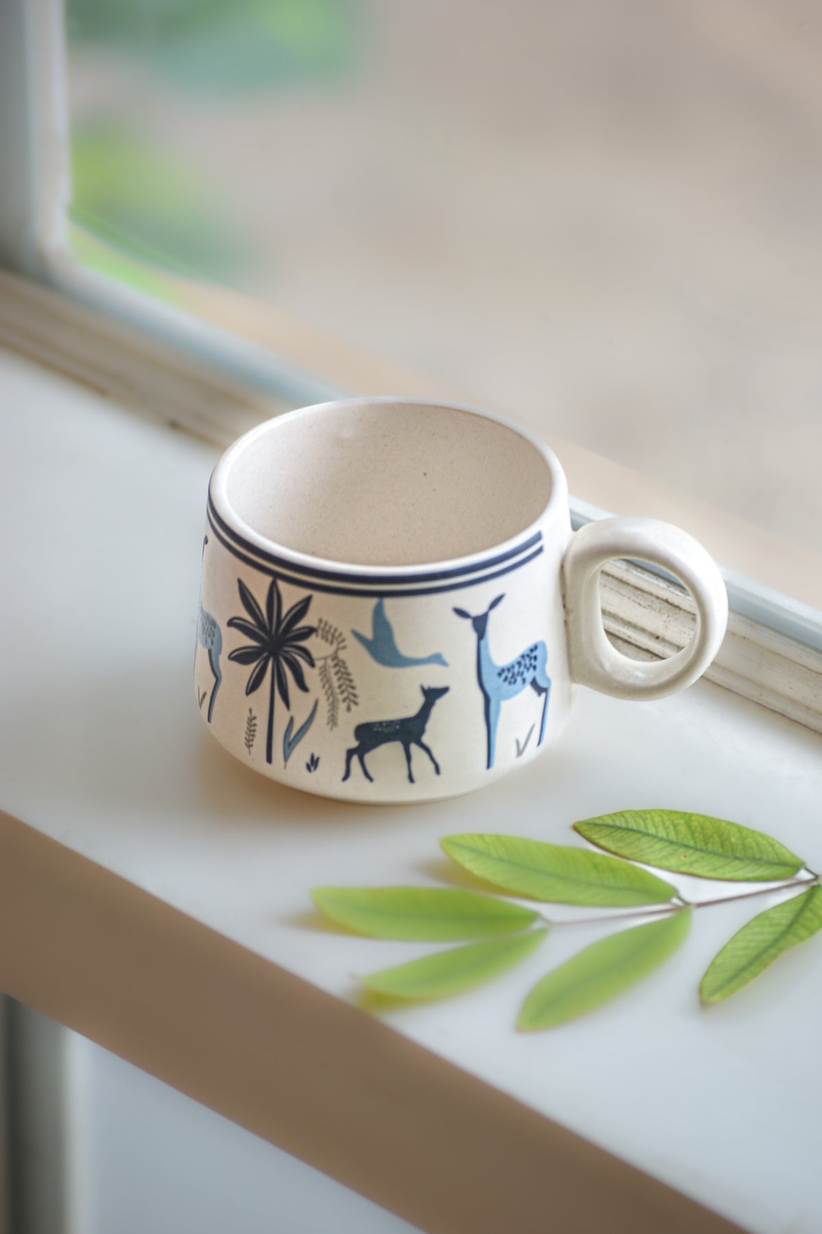 Cream Ceramic Mug with Pattern