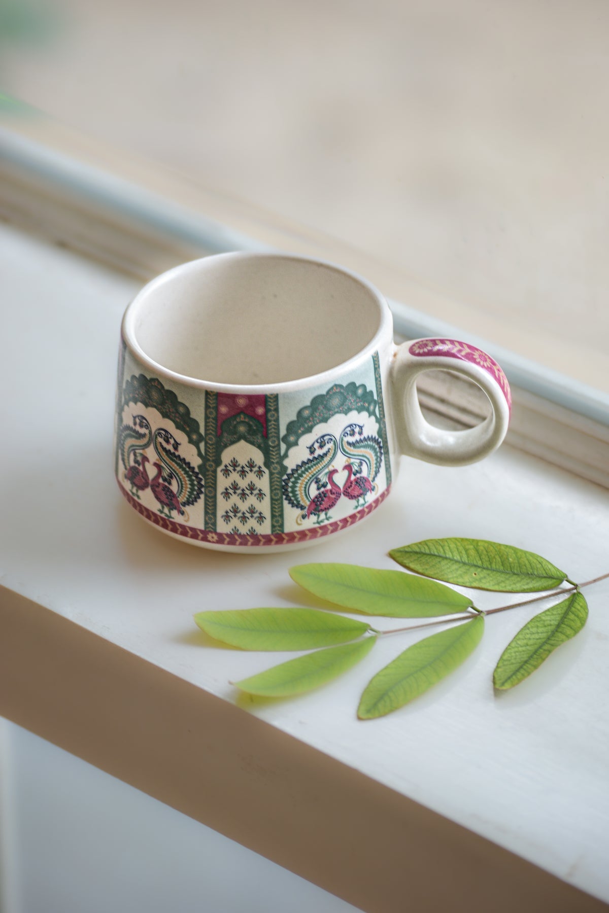 Cream Ceramic Mug with Pattern