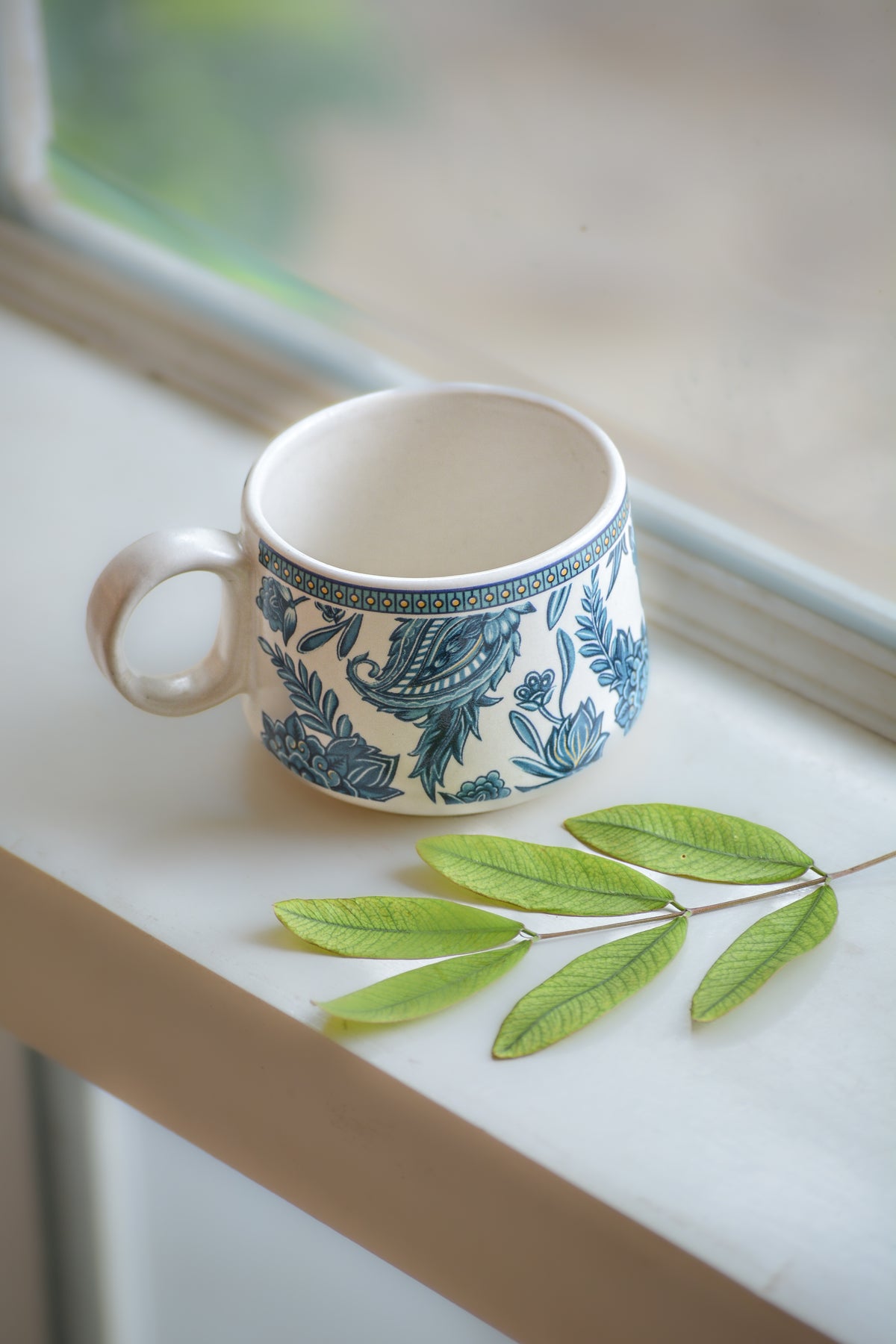 Cream Ceramic Mug with Pattern