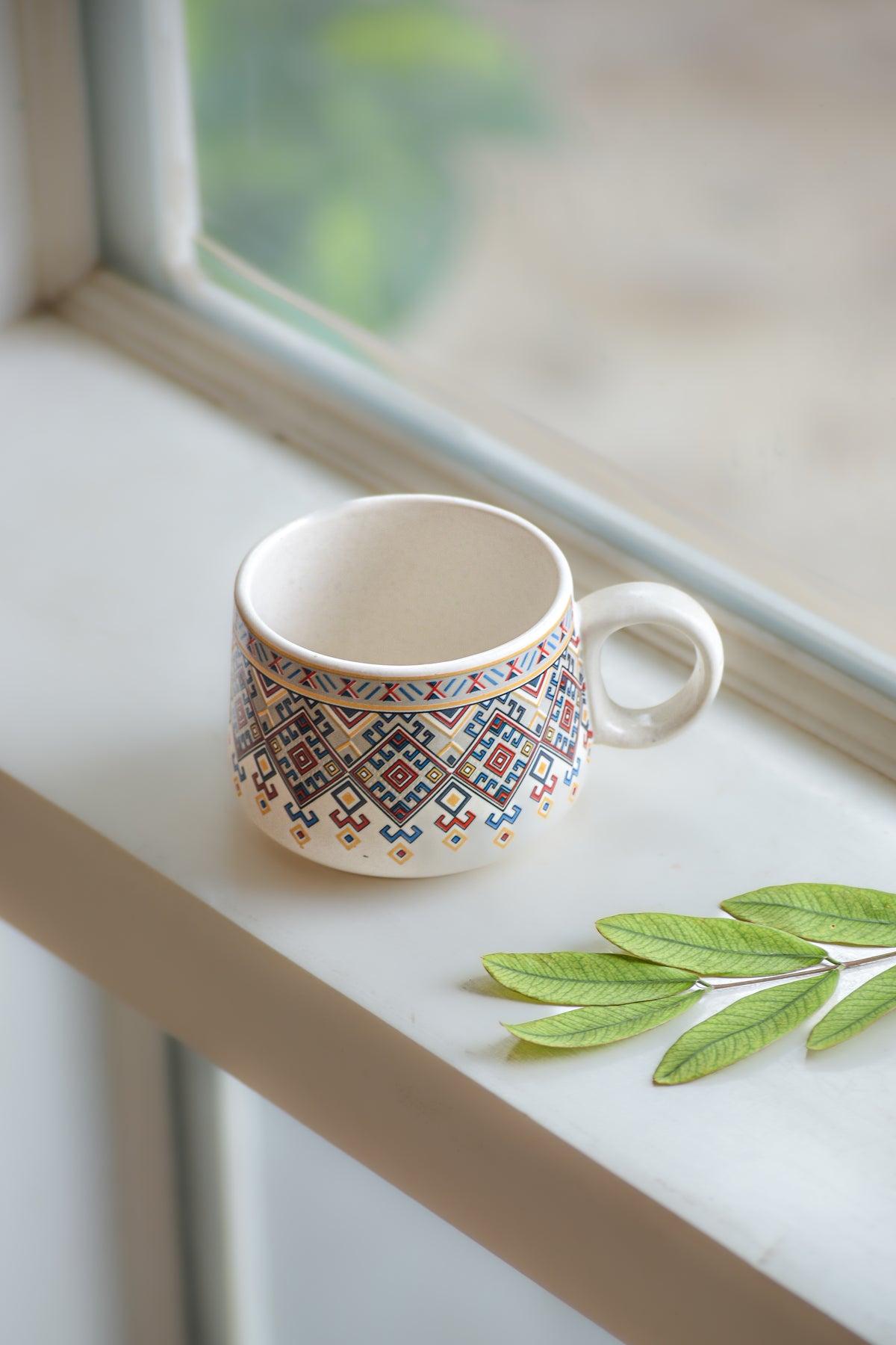 Cream Ceramic Mug with Pattern