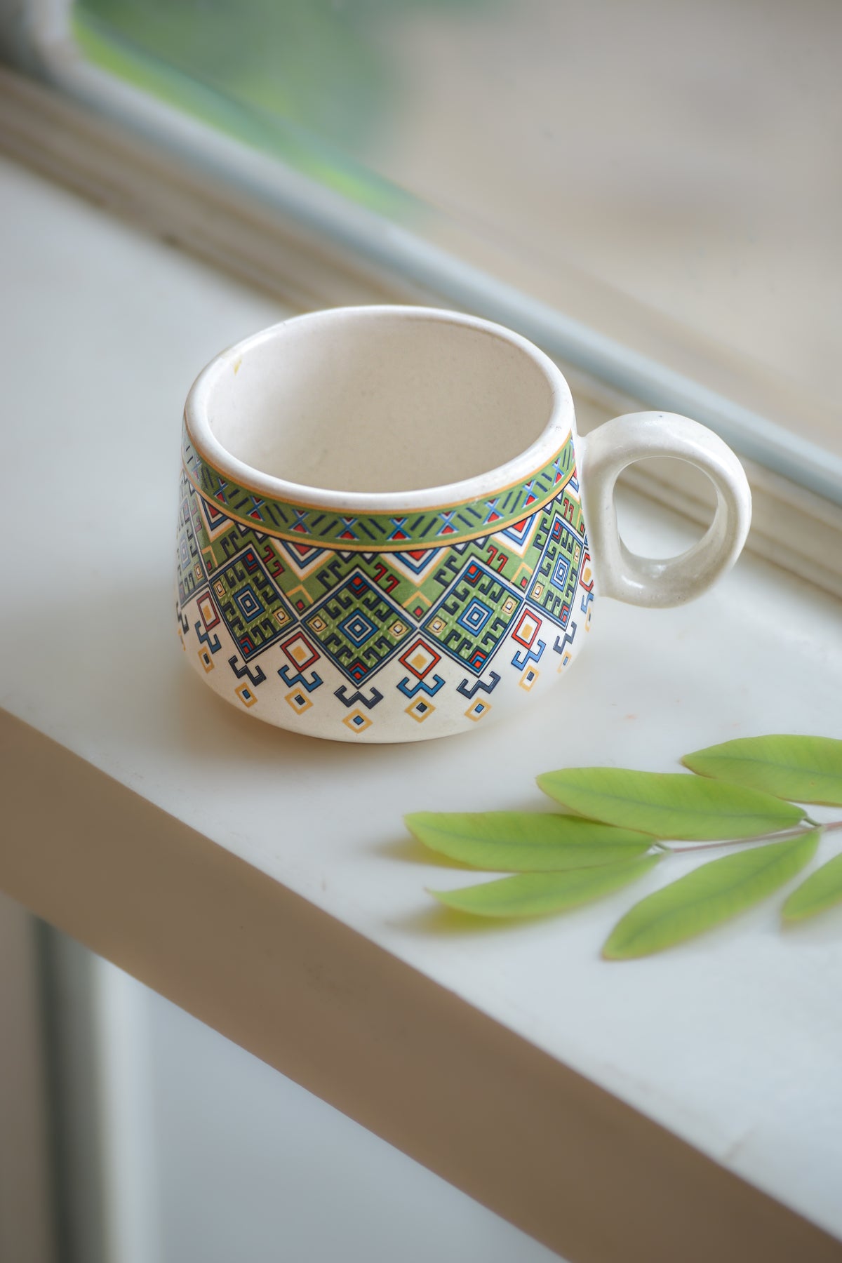 Cream Ceramic Mug with Pattern