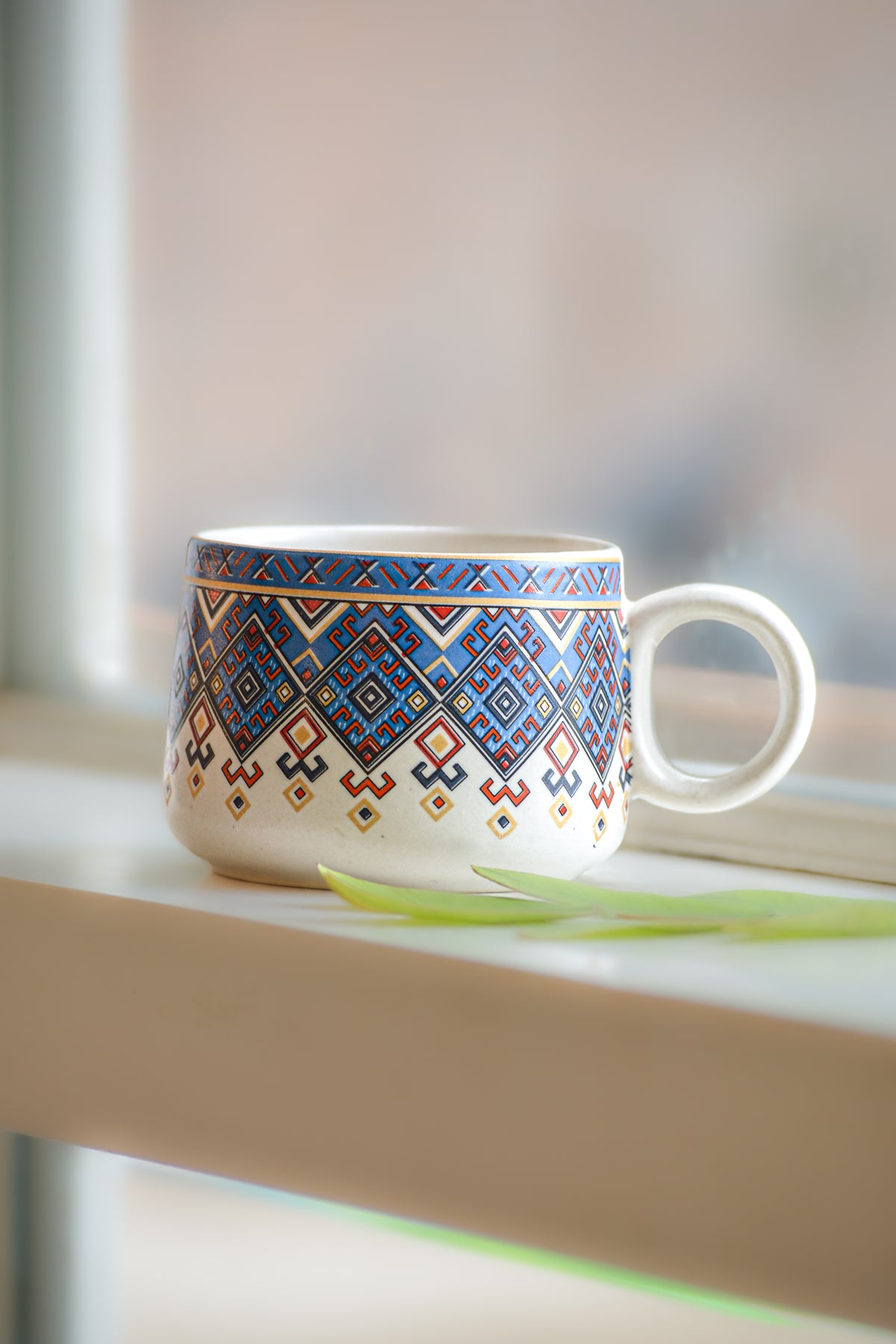 Cream Ceramic Mug with Pattern