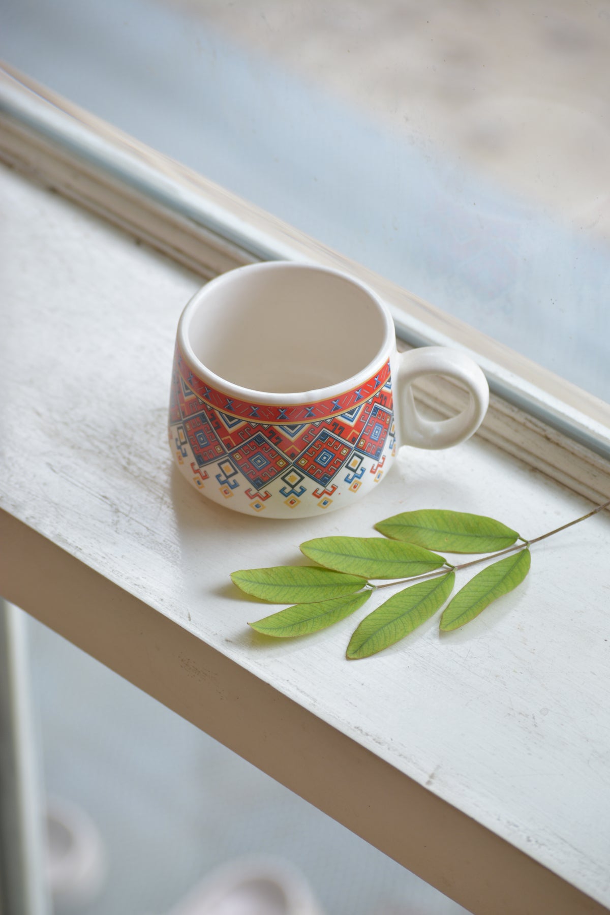 Cream Ceramic Mug with Pattern